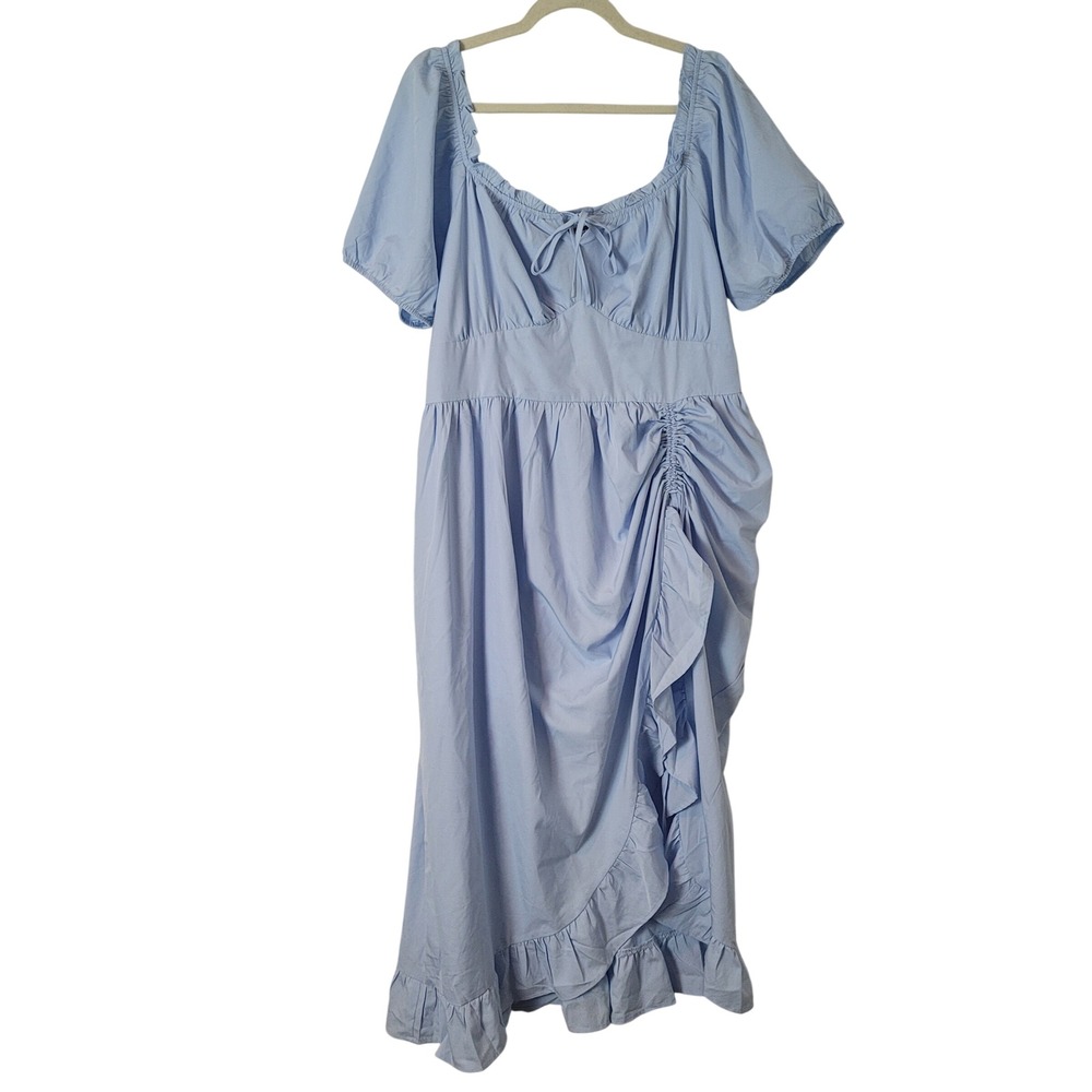 Scarlet Darkness Light Blue Ruched Ruffle Midi Corset Dress Size 2XL Renaissance